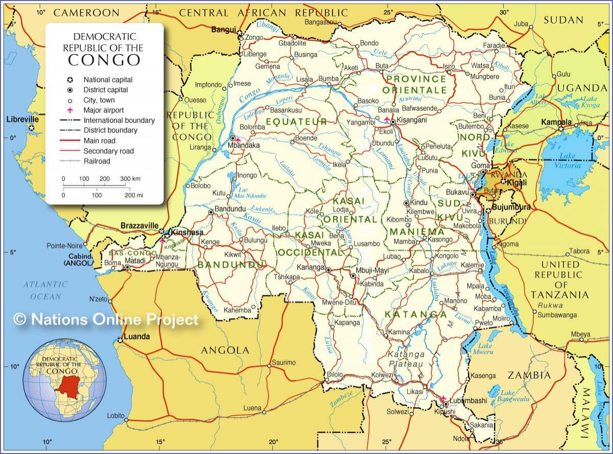 Կոնգոյի Դեմոկրատական Հանրապետության քարտեզ